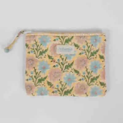 Bohemia Large Floribunda Zip Pouch, Buttermilk In Neutral