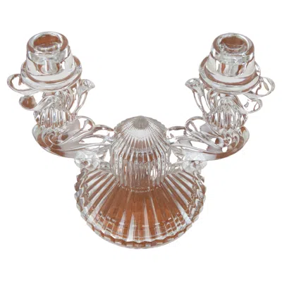 Pre-owned Bohemia Mid-century Glass Candlestick/, 1960's In Gray