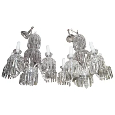 Pre-owned Bohemia Pair Crystal Chandeliers 1950  Elegant And Chic In Transparent