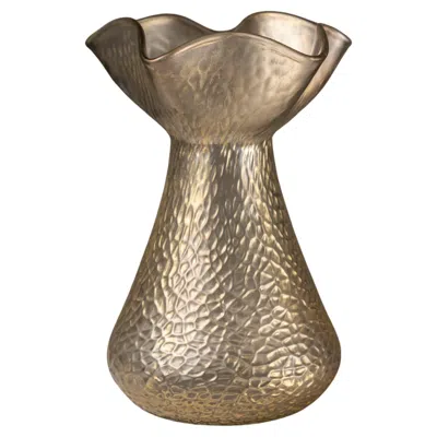 Pre-owned Bohemia Stunning Martelé Iridescent Blown Glass Vase By Wilhelm Kralik Sohne In Brown