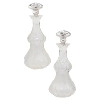 Pre-owned Bohemia N 1900 Pair Of Liquors Decanters In Cut-crystal And Sterling Silver