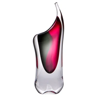 Pre-owned Bohemia N Art Glass Sommerso Bud Vase, Red & Teal Blue