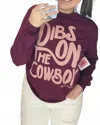 Bohemian Cowgirl Dibs On The Cowboy Top In Maroon In Purple