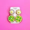 Bohemian Gemme Lime Slice Statement Earrings In Green In Green