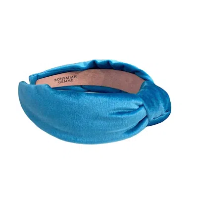 Bohemian Gemme Women's Topknot Headband In Blue Velvet