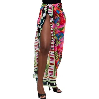 Bohn Jsell Coral Garden Medley Sarong In Pink