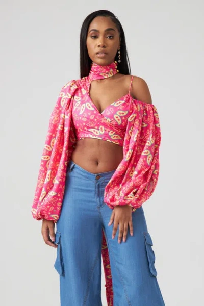 Bohn Jsell Persephone Wrap Top In Pink