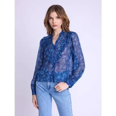 Boho Beach Fest Berenice Celestina Blue Floral Shirt