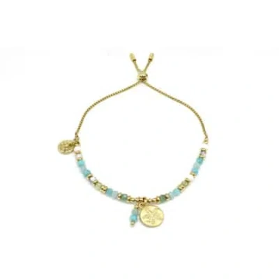 Boho Betty Amrum Aqua Charm Bracelet In Gold