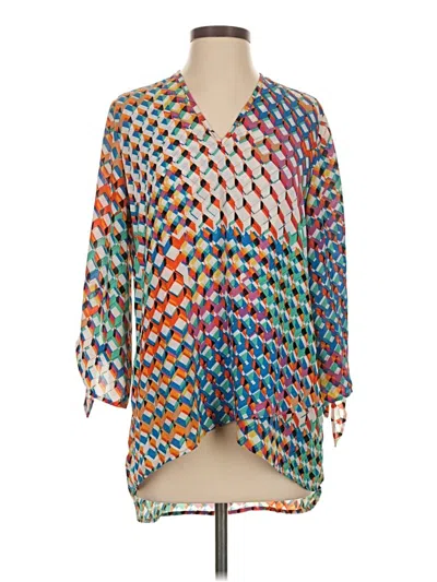 Pre-owned Boho Chic 3/4 Sleeve Blouse In Orange
