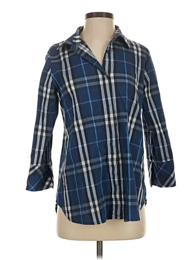 Pre-owned Boho Chic 3/4 Sleeve Button Down Shirt In Blue