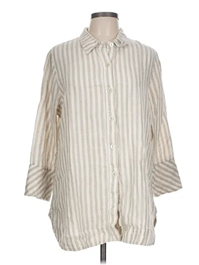 Pre-owned Boho Chic 3/4 Sleeve Button Down Shirt In Ivory
