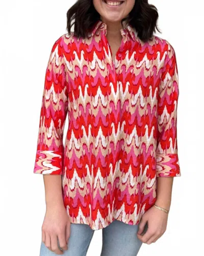 Boho Chic Chevron Button Up Shirt In Abstract In Multi