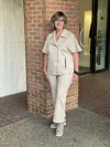 Boho Chic Crop Bootcut Pants In Beige In Neutral