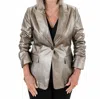 Boho Chic Faux Leather Blazer In Bronze In Gold