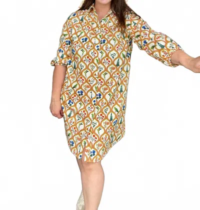 Boho Chic Garden Mini Dress In Beige In Brown