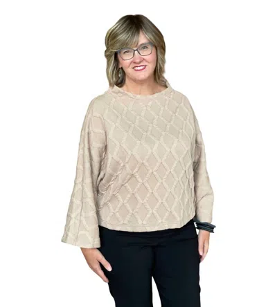 Boho Chic Knitted Kimono Sleeves Top In Taupe In Neutral