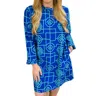 Boho Chic Lattice Dress In Teal/blue In Blue
