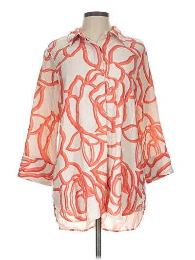 Pre-owned Boho Chic Long Sleeve Button Down Shirt In Orange