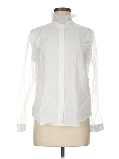 Pre-owned Boho Chic Long Sleeve Button Down Shirt In White