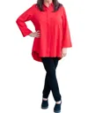 BOHO CHIC LONG SLEEVE BUTTON UP TOP IN RED
