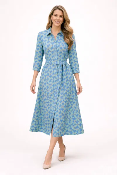 Boho Chic Long Sleeve Dress In Royal/emerald In Multi