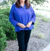 Boho Chic Pullover V-neck Top In Royal Blue In Blue