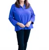 Boho Chic Pullover V-neck Top In Royal Blue In Blue