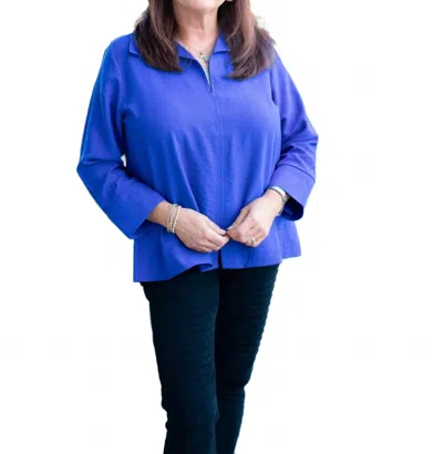 Boho Chic Pullover V-neck Top In Royal Blue