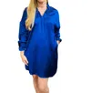 Boho Chic Satin Dress In Royal Blue In Blue
