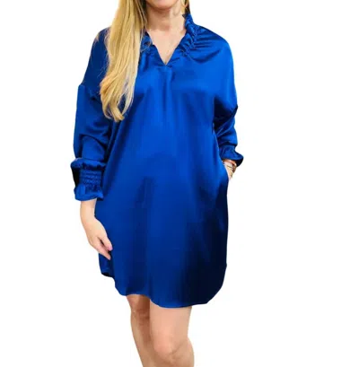 Boho Chic Satin Dress In Royal Blue
