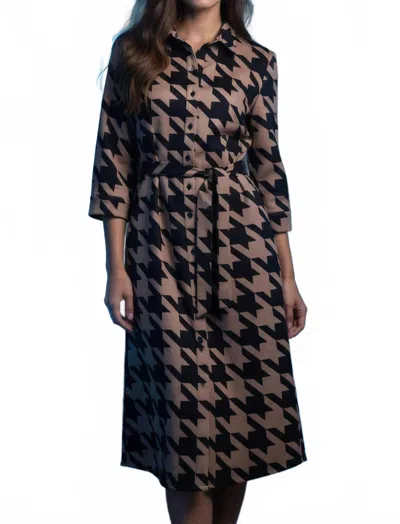 Boho Chic Suede Dress In Tan/black