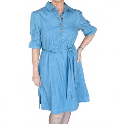 Boho Chic Tie-waist Denim Dress In Blue