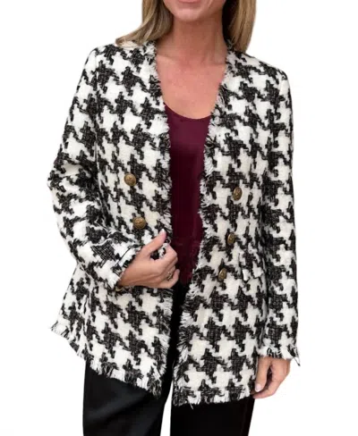 Boho Chic Tweed Blazer In Black In Multi