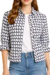 Boho Chic Wave Print Jacket In Navy In Black