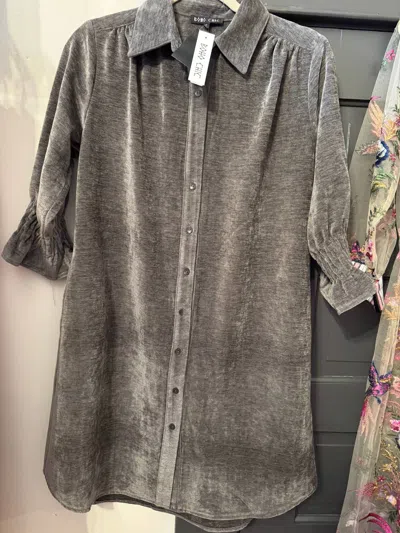 Boho Chic Women's Dime Piece Velveteen Dress In Charcoal In Pink