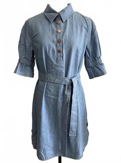 Boho Chic Women's Short Sleeve Dress In Denim In Blue