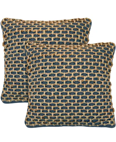 Boho Living Jada Jute Decorative Pillows 2 Piece Set, 20" X 20" In Light Blue
