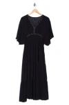 Boho Me Beaded Maxi Cover-up Dress In Black