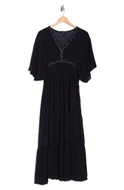 Boho Me Beaded Maxi Cover-up Dress In Black