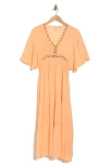 Boho Me Beaded Maxi Cover-up Dress In Peach