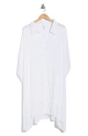 Boho Me Button Front Sharkbite Hem Cover-up Tunic In Multi