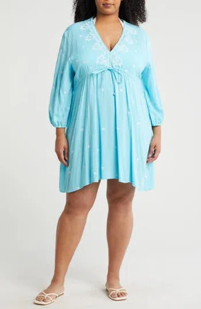 Boho Me Embroidered 3/4 Sleeve Coverup
