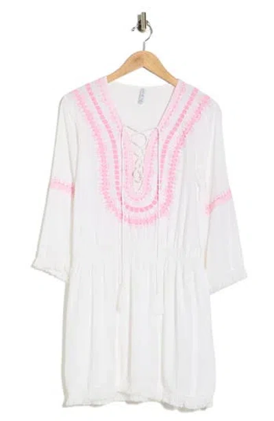 Boho Me Embroidered Cover-up Dress In White