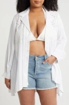 Boho Me Eyelet Button-up Shirt In White