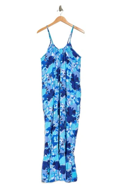 Boho Me Floral Paisley Cover-up Maxi Dress In Patch Blue