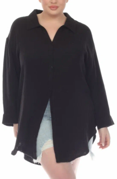 Boho Me Gauze Button-up Shirt In Black