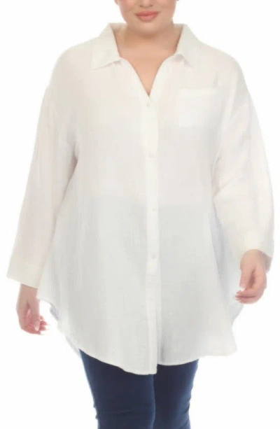Boho Me Gauze Button-up Shirt In White