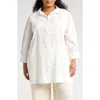 Boho Me Lace Inset Button-up Shirt In White