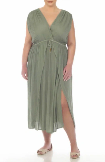 Boho Me Maxi Cover Up Dress In Olive